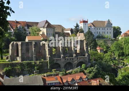 Bautzen, con vista sull'Ortenburg. Bautzen, con vista a Ortenburg, Die Ruine der Nikolaikirche a Bautzen. Le rovine della chiesa di San Nicola a B. Foto Stock