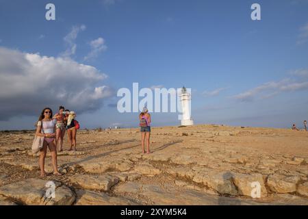 Faro de Cabo de Berberia, Formentera, Isole baleari, Spagna, Europa Foto Stock