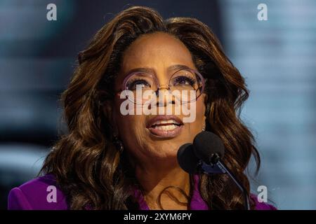 Chicago, Illinois, 21 agosto 2024 - Oprah Winfrey alla Convention Nazionale Democratica. Foto Stock