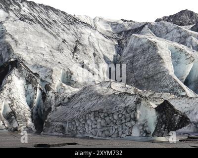 Lingua glaciale del ghiacciaio Solheimajoekull in Islanda Foto Stock