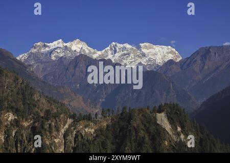 Monte Manaslu, alta montagna in Nepal Foto Stock