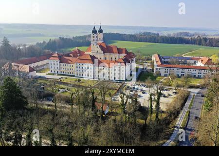 Abbazia di Roggenburg dall'alto Foto Stock