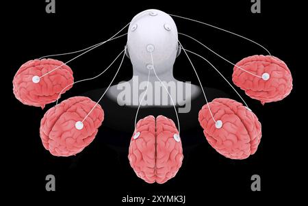 Immagine concettuale dell'elaborazione multi-cervello Foto Stock