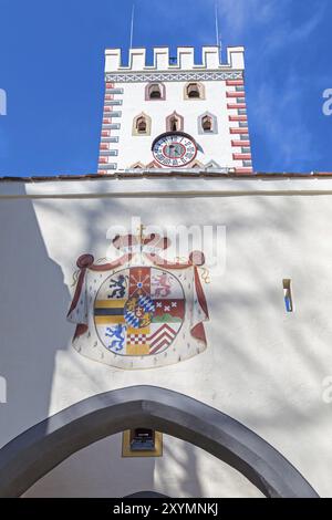 Bayertor, porta cittadina a Landsberg am Lech Foto Stock