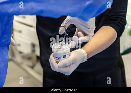 Istanbul, Turchia 29 febbraio 2024; Myval, Un romanzo Transcatheter Heart Valve for the Treatment of severe Aortic Stensis. Myval Transcatheter Heart va Foto Stock