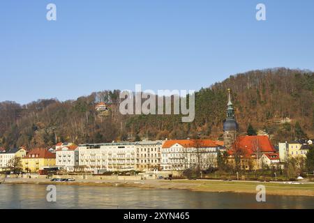 Vista di Bad Schandau, nella Svizzera sassone. Vista di Bad Schandau. svizzera sassone Foto Stock
