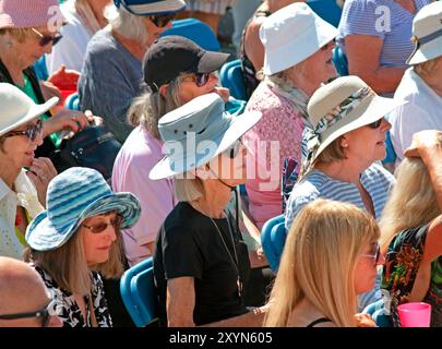 Il pubblico di una tribute band dei Beatles sul lungomare di Rottingdean Foto Stock