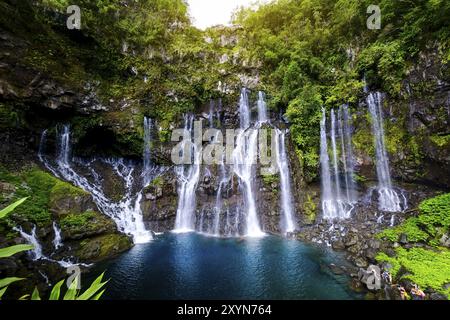 Cascata di Grand Galet Langevin, all isola di Reunion Foto Stock