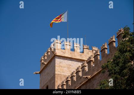 Particolare del mediavel la Lonja de la Seda de Valencia che è stato utilizzato come edificio di scambio della seta. Foto Stock
