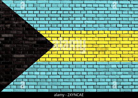 Bandiera delle Bahamas dipinta su pareti in mattoni Foto Stock