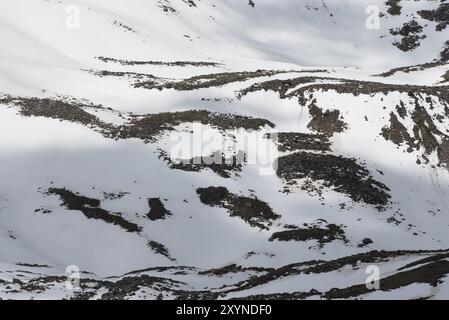 Ghiaia e neve nel Parco Nazionale dello Stelvio Foto Stock