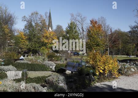 Giardino di erbe aromatiche nei giardini termali di Fischen im Allgaeu Foto Stock