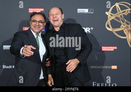 Walid Nakschbandi, Geschäftsführer Filmstiftung NRW und Moritz Führmann, Schauspieler, l-r, kommt zur Abendveranstaltung anlässlich der Kölner Jurysitzung zum International Emmy Award 2024 - semifinale di giudici der International Emmy Awards auf Schloss Arff *** Walid Nakschbandi, Amministratore delegato di Filmstiftung NRW e Moritz all'incontro internazionale Emmy Führmann della giuria internazionale per l'evento finale del mio Emround 2024 di Colonia, all'Emloss Schemi, all'evento internazionale, all'evento internazionale, alla mia giuria internazionale Foto Stock