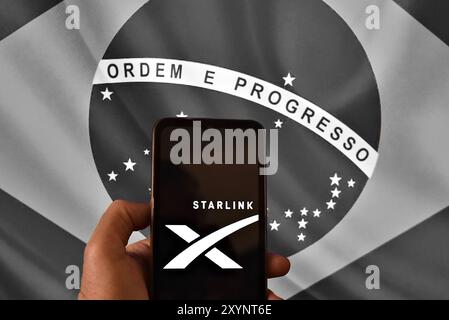 30 agosto 2024, Rio De Janeiro, Rio De Janeiro, Brasile: Rio de Janeiro (RJ) 08/30/2024 - Starlink/Elon Musk/Alexandre de Moraes/STF: Ministro Alexandre de Moraes, della Corte suprema federale (STF), ha ordinato il blocco dei conti della società Starlink in Brasile, data l'assenza di rappresentanti di X (ex Twitter) nel paese. (Foto: Saulo Angelo/Thenews2/Zumapress) (immagine di credito: © Saulo Angelo/TheNEWS2 via ZUMA Press Wire) SOLO USO EDITORIALE! Non per USO commerciale! Foto Stock