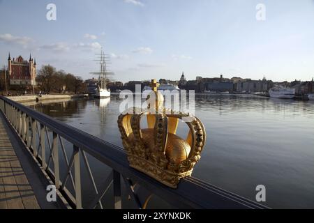 Skeppsholmsbron mit af Chapman, Stoccolma, Svezia, Europa Foto Stock