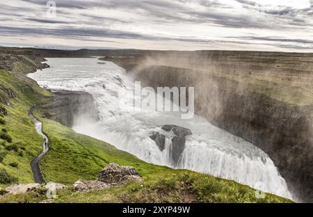 Gullfoss cascata lungo il cerchio d'oro, Islanda occidentale Foto Stock