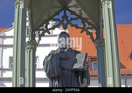 Statua di Martin Lutero a Wittenberg, germania Foto Stock