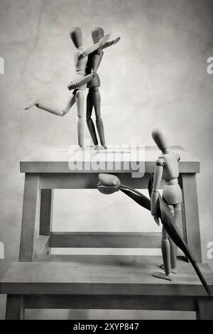 Scena con marionette articolate sul tema dell'amore e. Foto Stock
