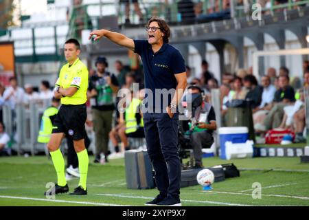 Venezia, Italia. 30 agosto 2024. L'allenatore del Torino Paolo Vanoli durante la partita di calcio di serie A tra Venezia e Torino allo stadio Pier Luigi Penzo di Venezia - venerdì 30 agosto 2024. Sport - calcio . (Foto di Paola Garbuio/Lapresse) credito: LaPresse/Alamy Live News Foto Stock