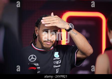 Monza, Italien. 30 agosto 2024. 44 Lewis Hamilton (Mercedes AMG Petronas Formula One Team, #44), ITA, Formel 1 Weltmeisterschaft, Gran Premio d'Italia, Freies Training 2, 30.08.2024 foto: Eibner-Pressefoto/Annika Graf Credit: dpa/Alamy Live News Foto Stock