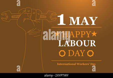 Buona giornata del lavoro giornata internazionale dei lavoratori. Giornata del lavoro. 1° maggio illustrazione per poster, banner, attività, sfondo. Disegno dell'illustrazione vettoriale vettore Illustrazione Vettoriale