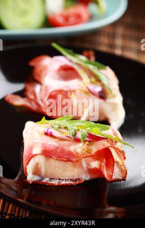Il Prosciutto panini al formaggio con rucola Foto Stock