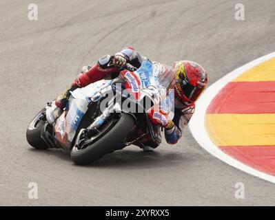 Alvcaniz, Spagna. 30 agosto 2024. 25 Raul Fernandez (Spa-Aprilia Racing) durante il Moto Grand Prix GoPro di Aragon prove libere MotoGP venerdì, MotoGP di Spagna sul circuito Motorland di Alcaniz il 30 agosto 2024 ad Alcaniz, Spagna. (Foto di Fabio Averna/Sipa USA) credito: SIPA USA/Alamy Live News Foto Stock