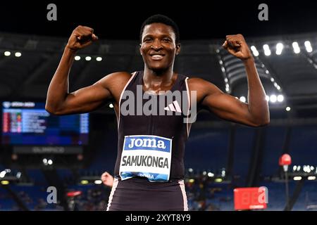 Roma, Italia. 30 agosto 2024. Muzala Samukonga dello Zambia celebra dopo i 400 m finali maschili al 2024 Diamond League Rome Meeting a Roma, Italia, 30 agosto 2024. Crediti: Andrea Staccioli/Xinhua/Alamy Live News Foto Stock