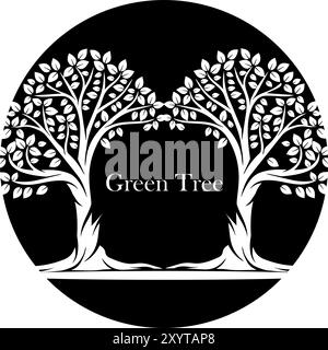 immagine vettoriale della silhouette con decorazioni ad albero semplici Illustrazione Vettoriale