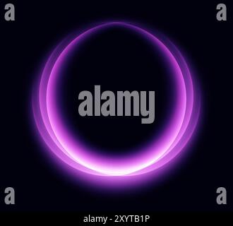 Anello al neon astratto, cornice rotonda luminosa, bordo magico, portale lucido circolare astratto, effetto luce vettoriale. Illustrazione Vettoriale