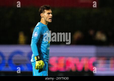 Hvidovre, Danimarca. 30 agosto 2024. Il portiere Filip Djukic (1) di Hvidovre SE visto durante il NordicBet Liga match tra Hvidovre IF e AC Horsens alla Pro Ventilation Arena di Hvidovre. Credito: Gonzales Photo/Alamy Live News Foto Stock