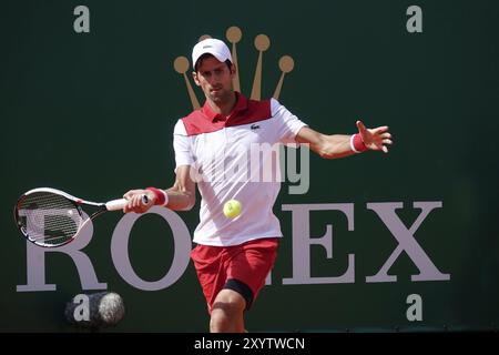 Tennista serbo Novak Djokovic, Rolex Monte-Carlo Masters, torneo di tennis maschile Masters 1000 dell'ATP World Tour, Principato di Monaco Foto Stock