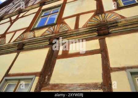 Dettaglio di una casa in legno nella città di Brandeburgo Foto Stock