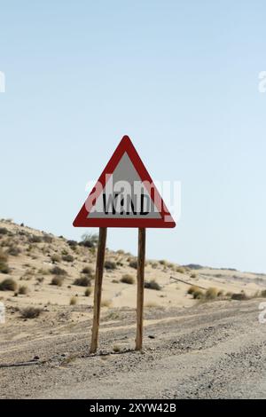 Cartello segnaletico sulla strada in Namibia Foto Stock