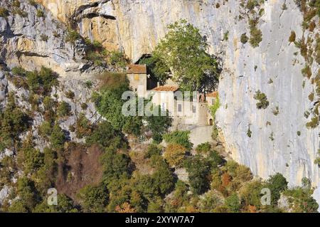 Ermitage Saint-Antoine de Galamus nel sud della Francia, Ermitage Saint-Antoine de Galamus nel sud della Francia Foto Stock