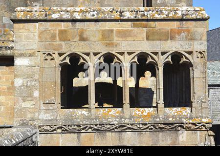 Abbazia di Mont-Saint-Michel, frammento, architettura gotica, Francia, Europa Foto Stock