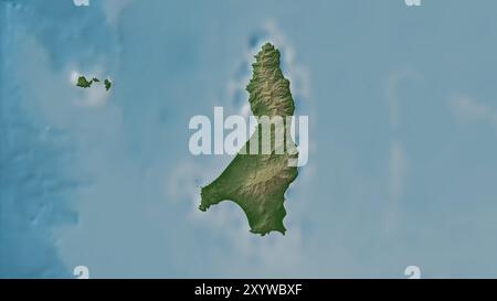 Cedros Island, nell'Oceano Pacifico settentrionale, su una mappa colorata Foto Stock