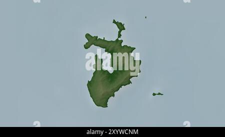 Isola di Haiyang nel Mar giallo su una mappa colorata di altitudine Foto Stock