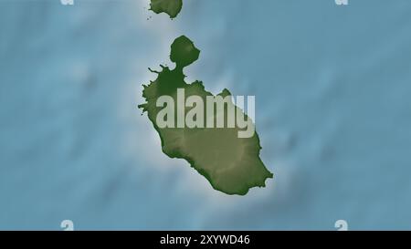 Isola di Vulcano nel Mar Tirreno su una mappa colorata Foto Stock