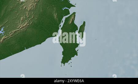 Pulau Laut nel Mar di Giava su una mappa colorata Foto Stock