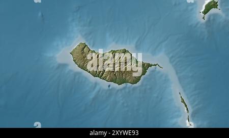 Isola di Madeira nell'Oceano Atlantico settentrionale su una mappa colorata Foto Stock