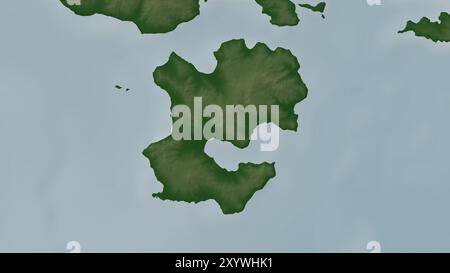 Ile Ouen nel Mar dei Coralli su una mappa colorata Foto Stock