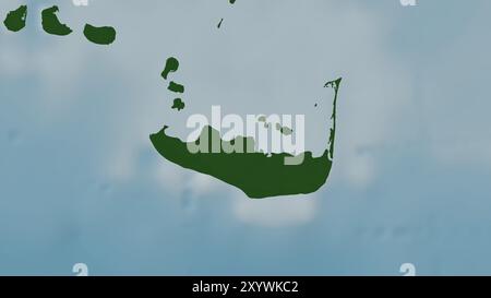 Pulau Sepanjang nel Mare di Bali su una mappa colorata Foto Stock