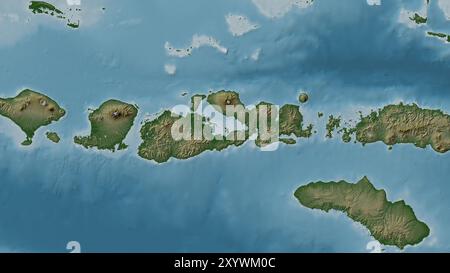 Pulau Sumbawa nel mare di Bali su una mappa colorata di altitudine Foto Stock