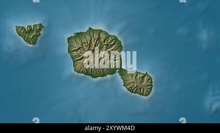 Isola di Tahiti nell'Oceano Pacifico meridionale su una mappa colorata Foto Stock