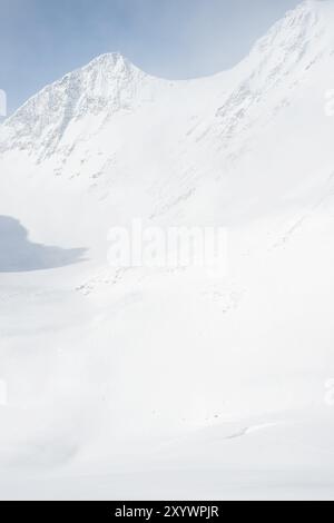 Tre sciatori nella valle di Stuor Reaiddavaggi, Kebnekaisefjaell, Norrbotten, Lapponia, Svezia, marzo 2013, Europa Foto Stock