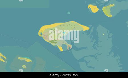 Borkum Island nel Mare del Nord su una mappa topografica in stile umanitario OSM Foto Stock