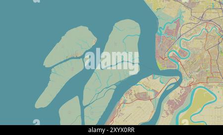 Pulau Klang nello stretto di Malacca su una mappa topografica in stile umanitario OSM Foto Stock