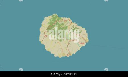 Isola di la Gomera nell'Oceano Atlantico settentrionale su una mappa topografica in stile umanitario OSM Foto Stock