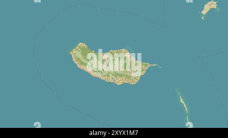 Isola di Madeira nell'Oceano Atlantico settentrionale su una mappa topografica in stile umanitario OSM Foto Stock